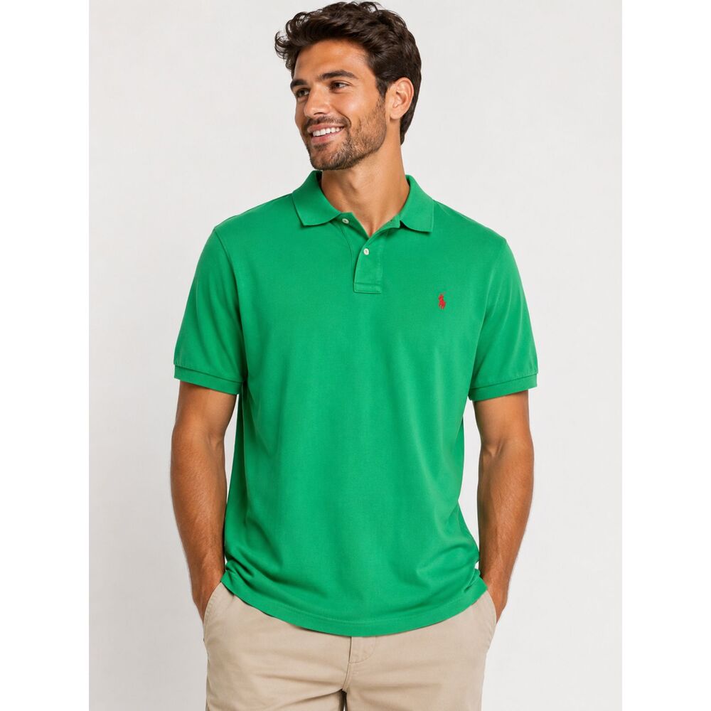 Polo by Ralph Lauren Men’s Green Short Sleeve Classic Fit Mesh Polo Shirt